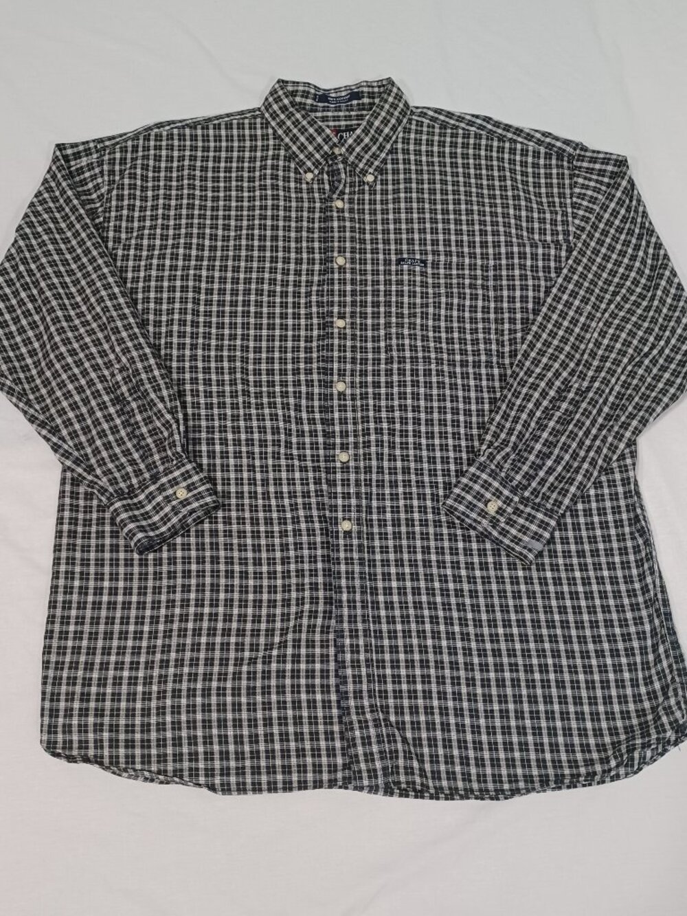 Chaps Ralph Lauren XL Blue Plaid Button Down Shirt Cotton Mens Long Sleeve